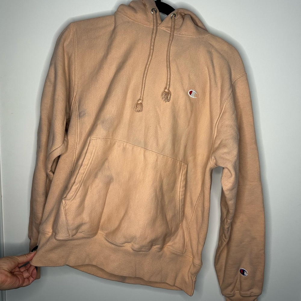 Champion Peach Pullover Hoodie with Signature Patch